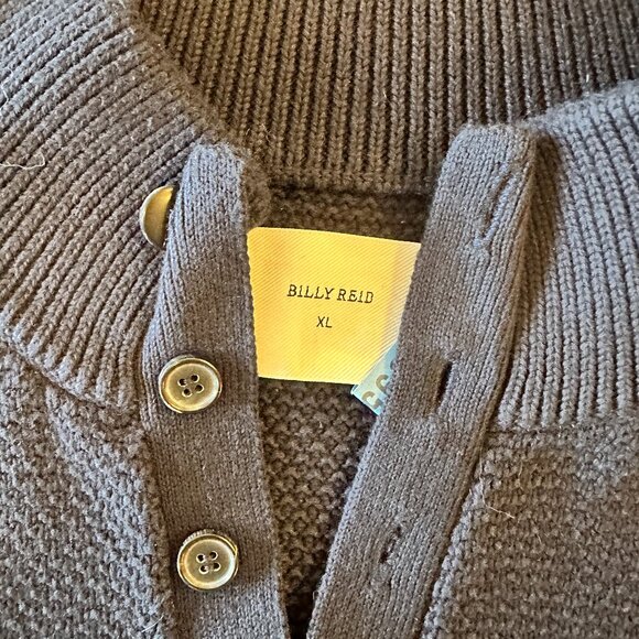 Billy Reid Cotton/Cashmere Sweater – XL (Navy with Gold and White Detail) - Picture 2 of 5